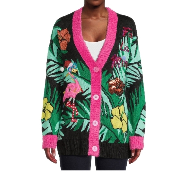Womens Holiday Time Christmas Cardigan Fa La Mingle - Picture 2 of 16